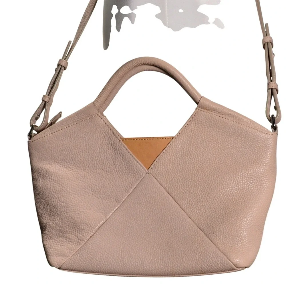 ECCO Genuine Leather‎ Shoulder Bag – Taupe Pebbled, Adjustable Strap